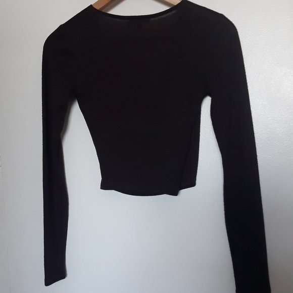 Dynamite Burgundy Long-Sleeved Faux Wrap Crop Top, NWT, Sz. XS - Picture 5 of 10